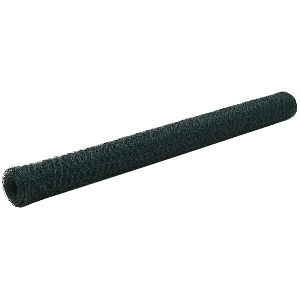 Trådgjerde kylling stål med PVC-belegg 25x1,5 m grønn vidaXL