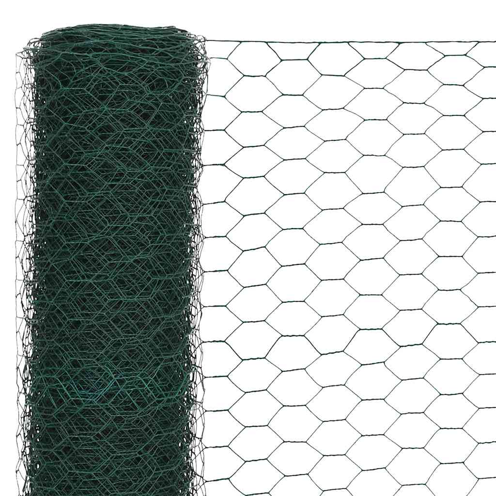 Trådgjerde kylling stål med PVC-belegg 25x1,2 m grønn vidaXL