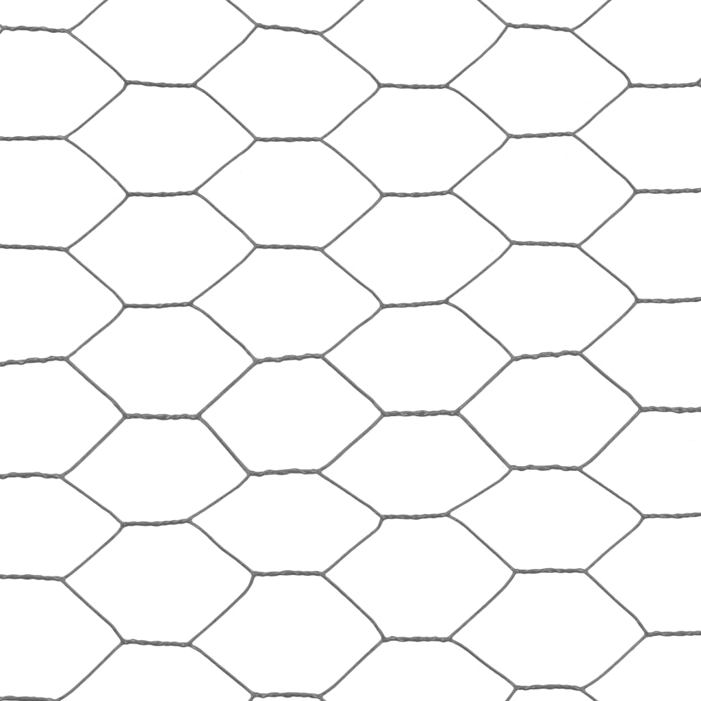Trådgjerde kylling stål med PVC-belegg 25x0,75 m grå