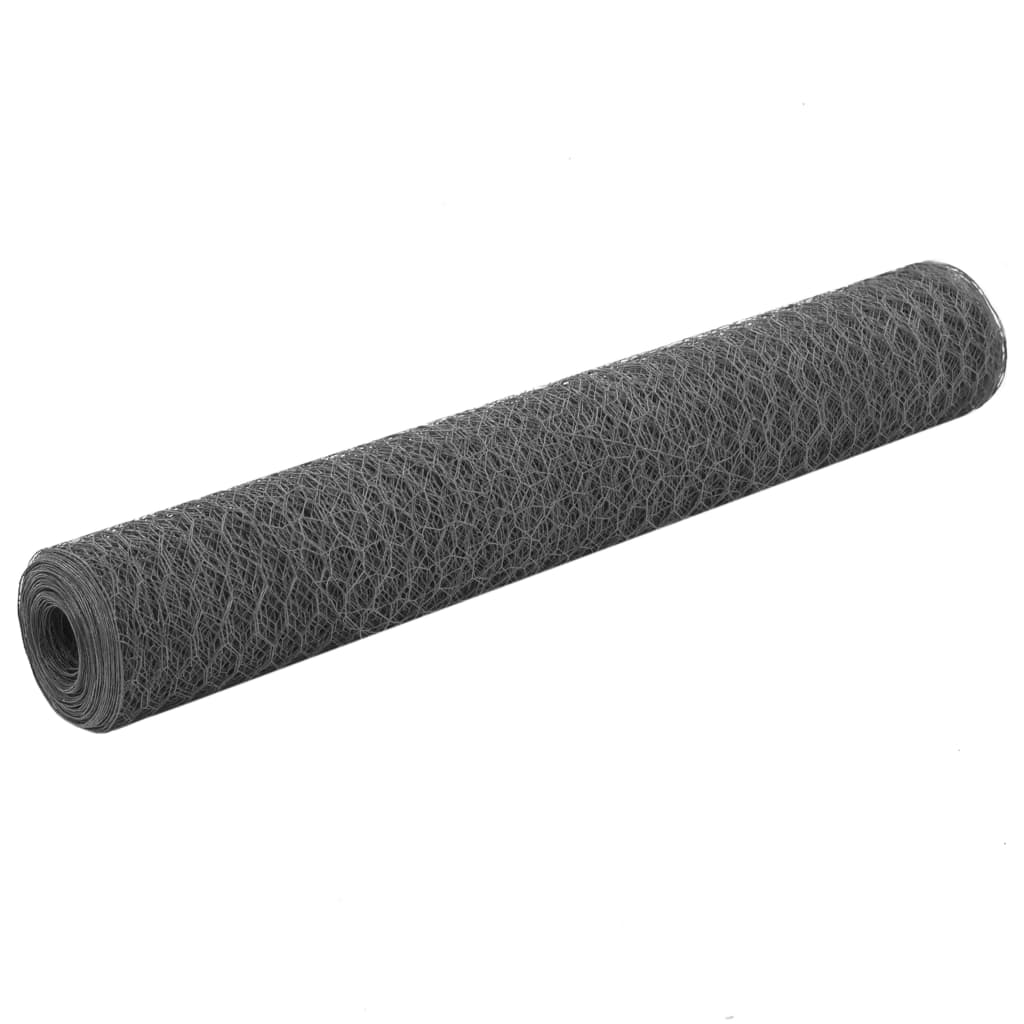 Trådgjerde kylling stål med PVC-belegg 25x1 m grå vidaXL