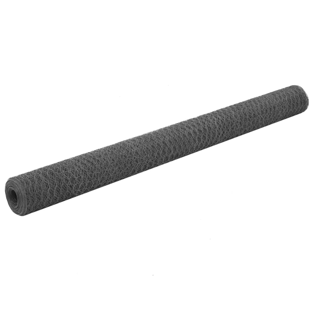 Trådgjerde kylling stål med PVC-belegg 25x1,5 m grå