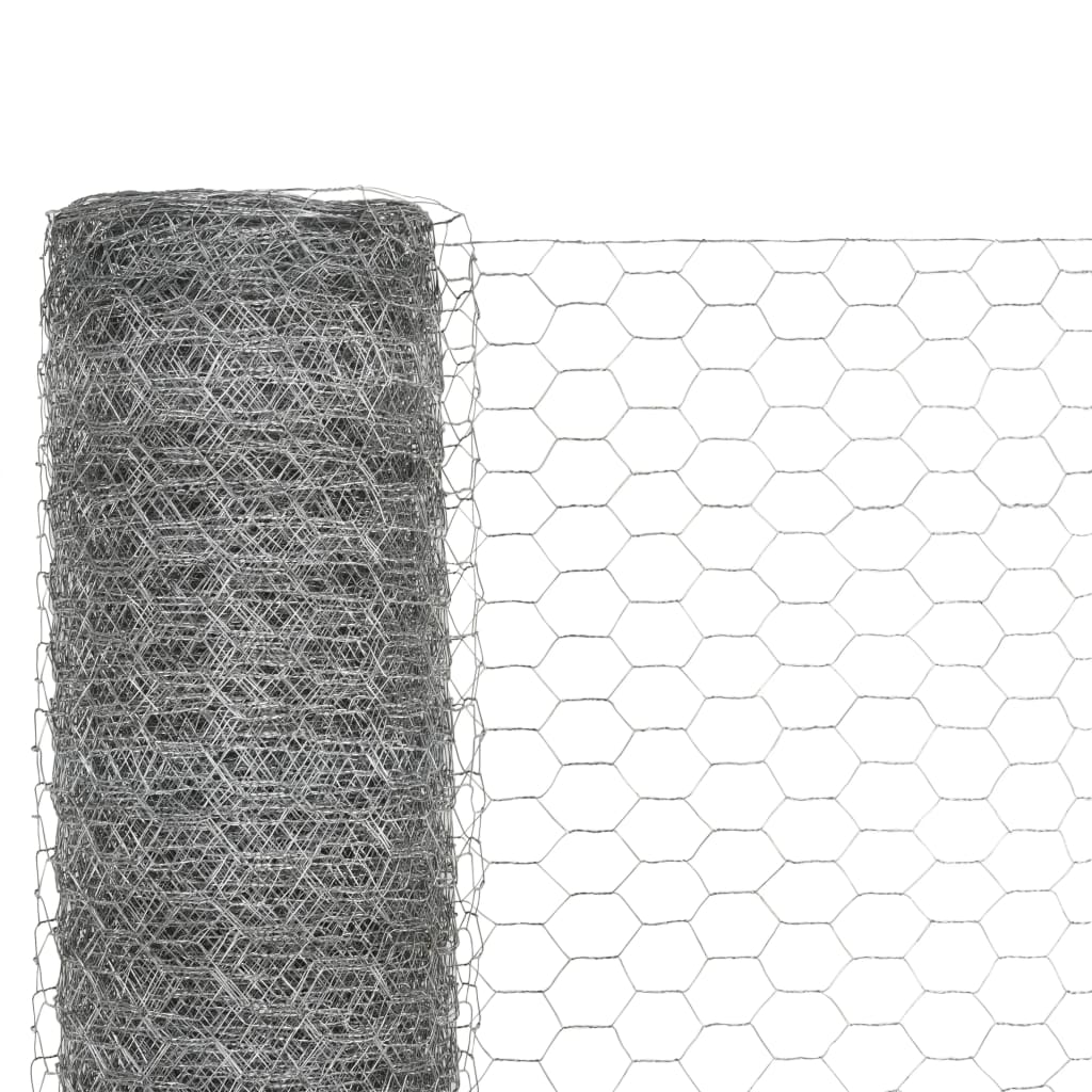Trådgjerde kylling galvanisert stål 25x1,2 m sølv