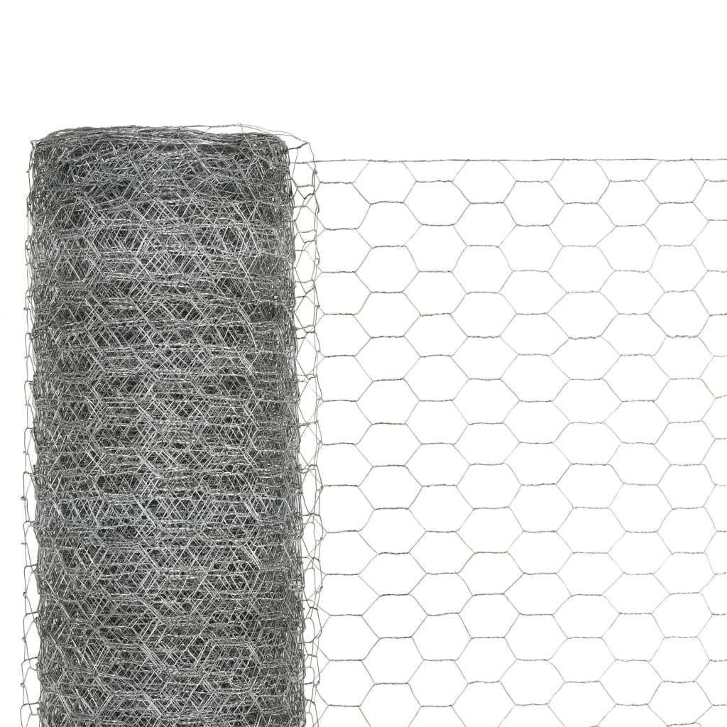 Trådgjerde kylling galvanisert stål 25x1,2 m sølv