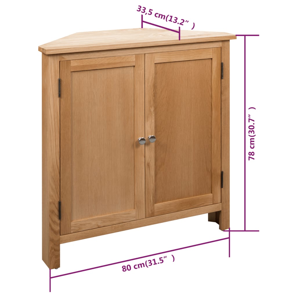 Hjørneskap 80x33,5x78 cm heltre eik