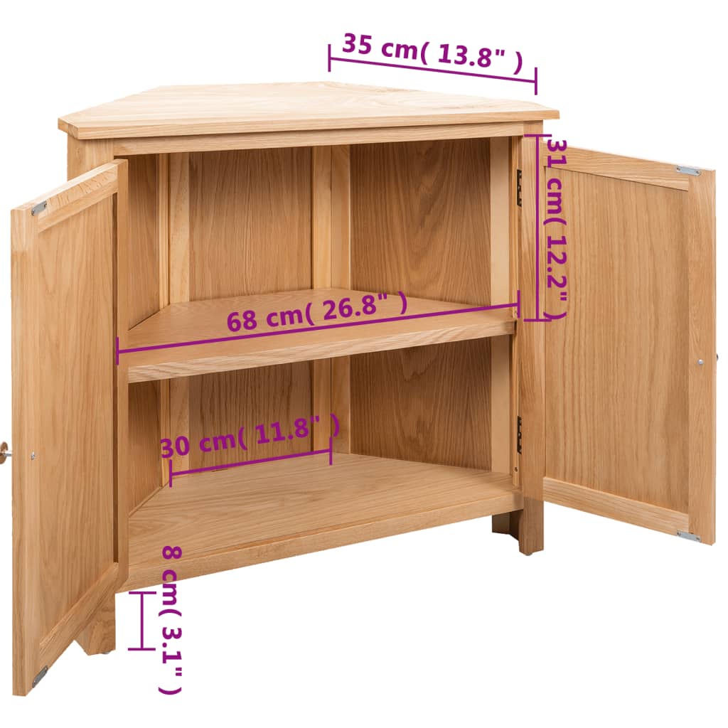 Hjørneskap 80x33,5x78 cm heltre eik