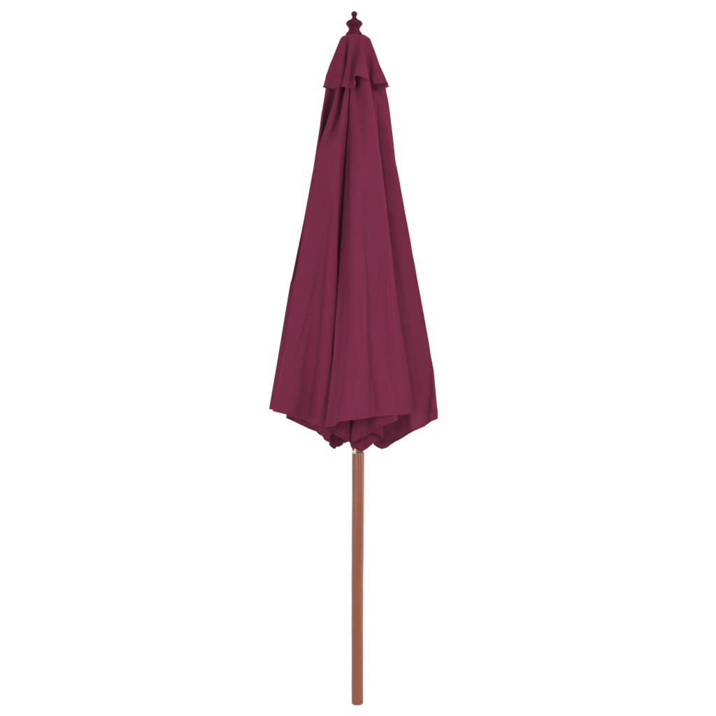 Parasoll med trestang 300 cm vinrød