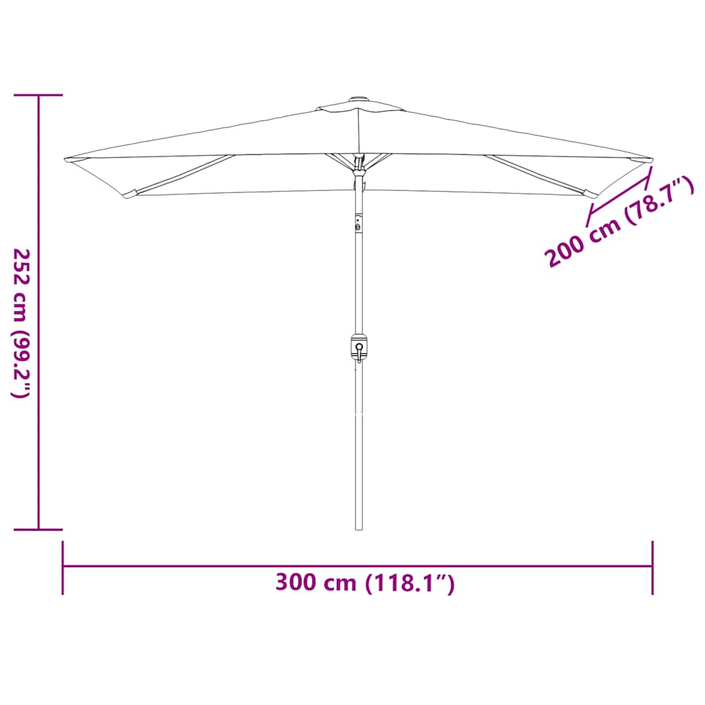 Parasoll med metallstang 300x200 cm gråbrun vidaXL