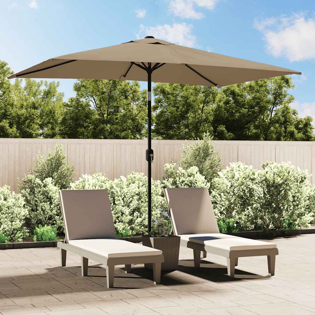 Parasoll med metallstang 300x200 cm gråbrun vidaXL