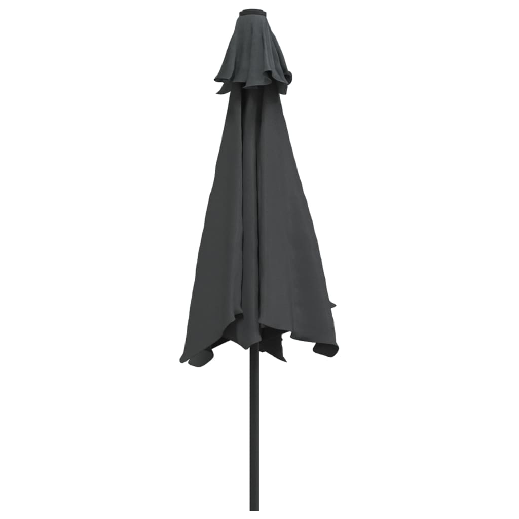 Parasoll med LED-lys og stålstang 300 cm antrasitt