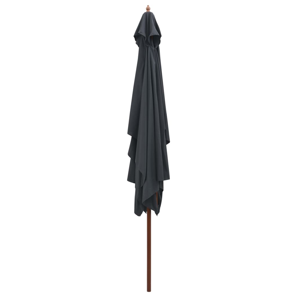Parasoll med trestang 200x300 cm antrasitt
