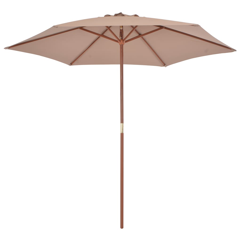 Parasoll med trestang 270 cm gråbrun