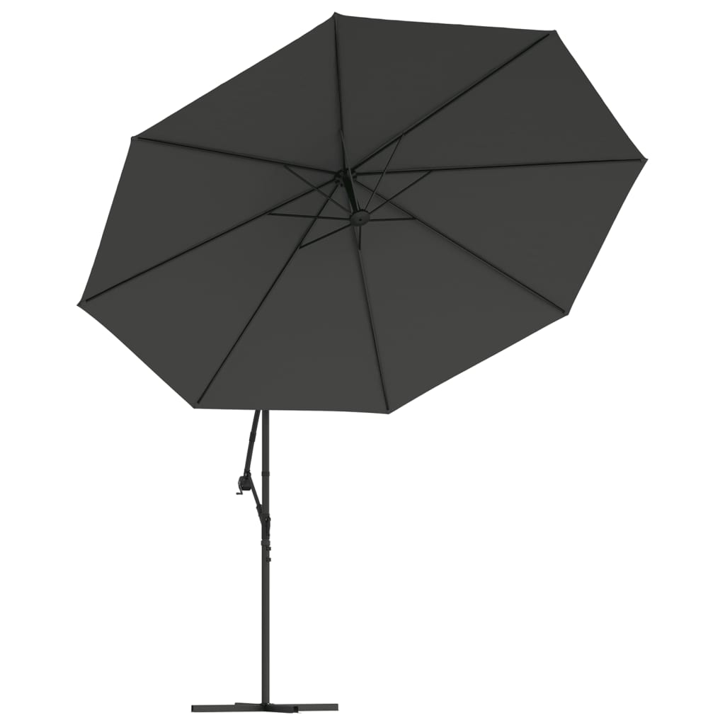 Hengende hageparasoll med LED og metallstang 350 cm antrasitt