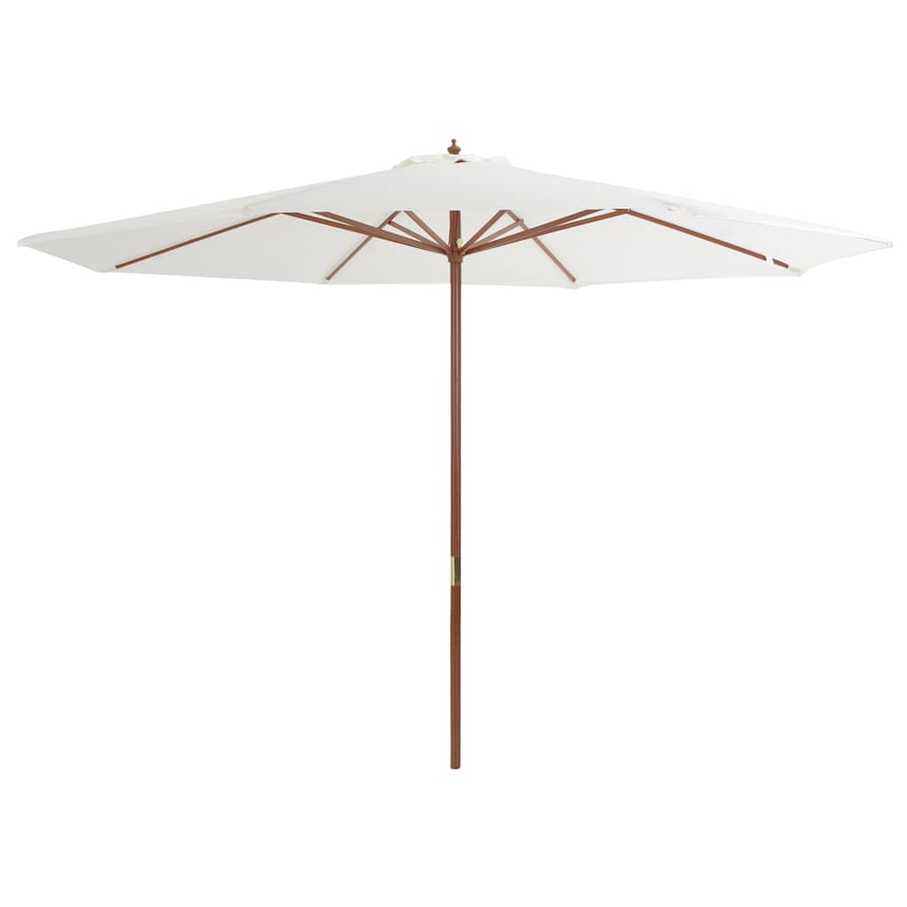 Parasoll med trestang 350 cm sandhvit vidaXL