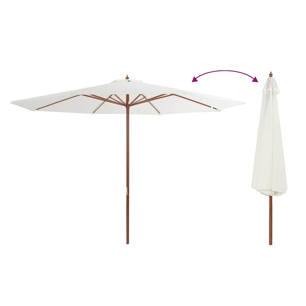 Parasoll med trestang 350 cm sandhvit vidaXL
