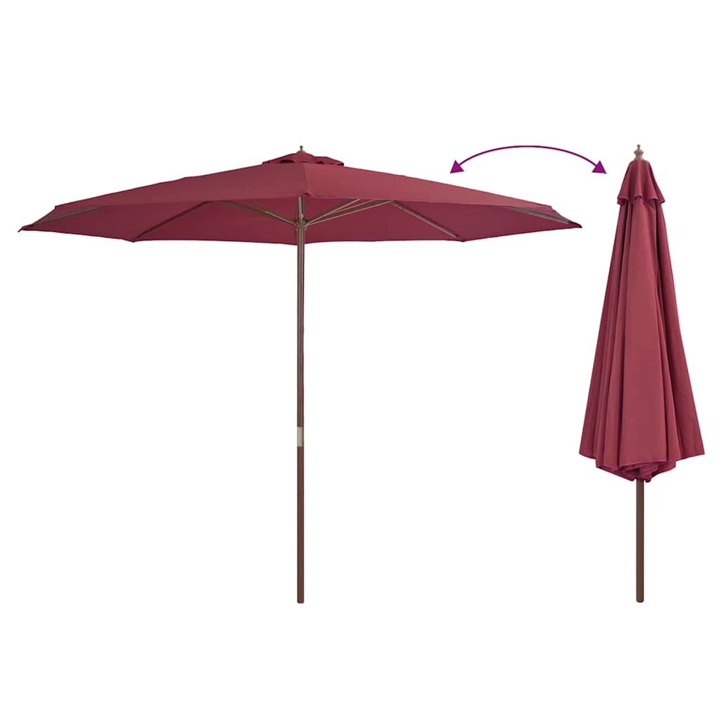 Parasoll med trestang 350 cm burgunder