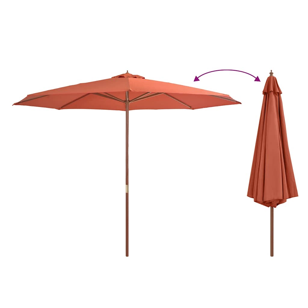 Parasoll med trestang 350 cm terrakotta
