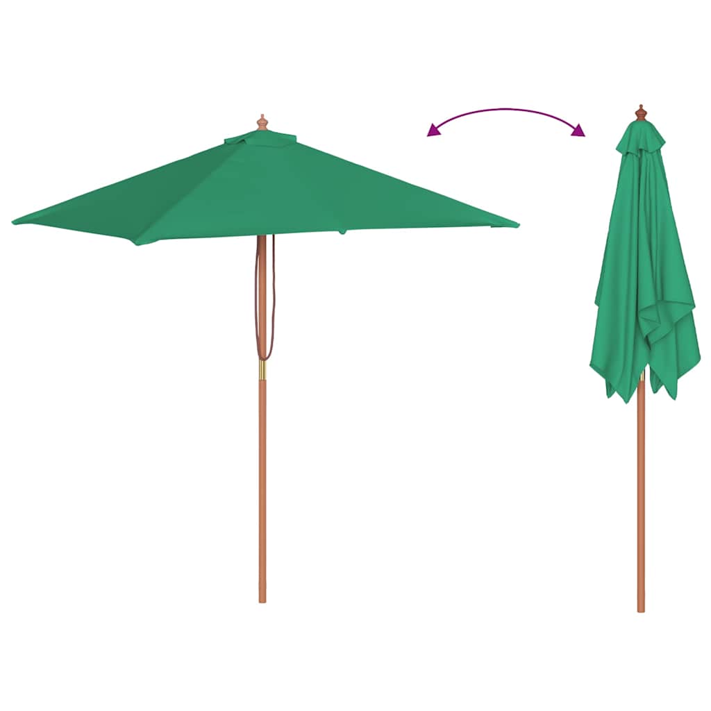 Parasoll med trestang 150x200 cm grønn