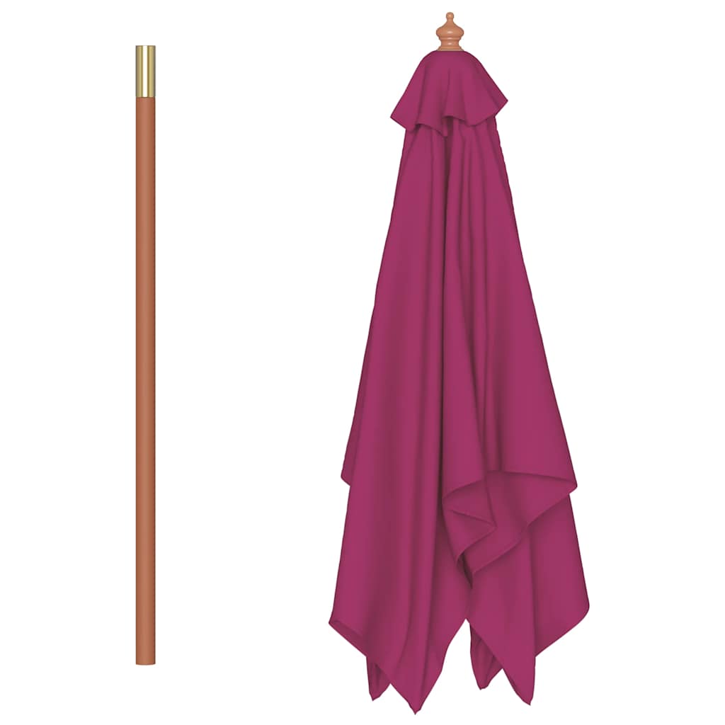 Parasoll med trestang 150x200 cm vinrød