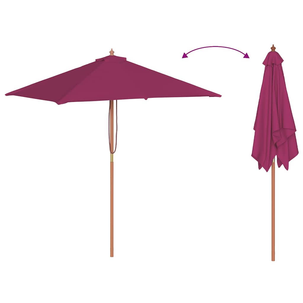 Parasoll med trestang 150x200 cm vinrød
