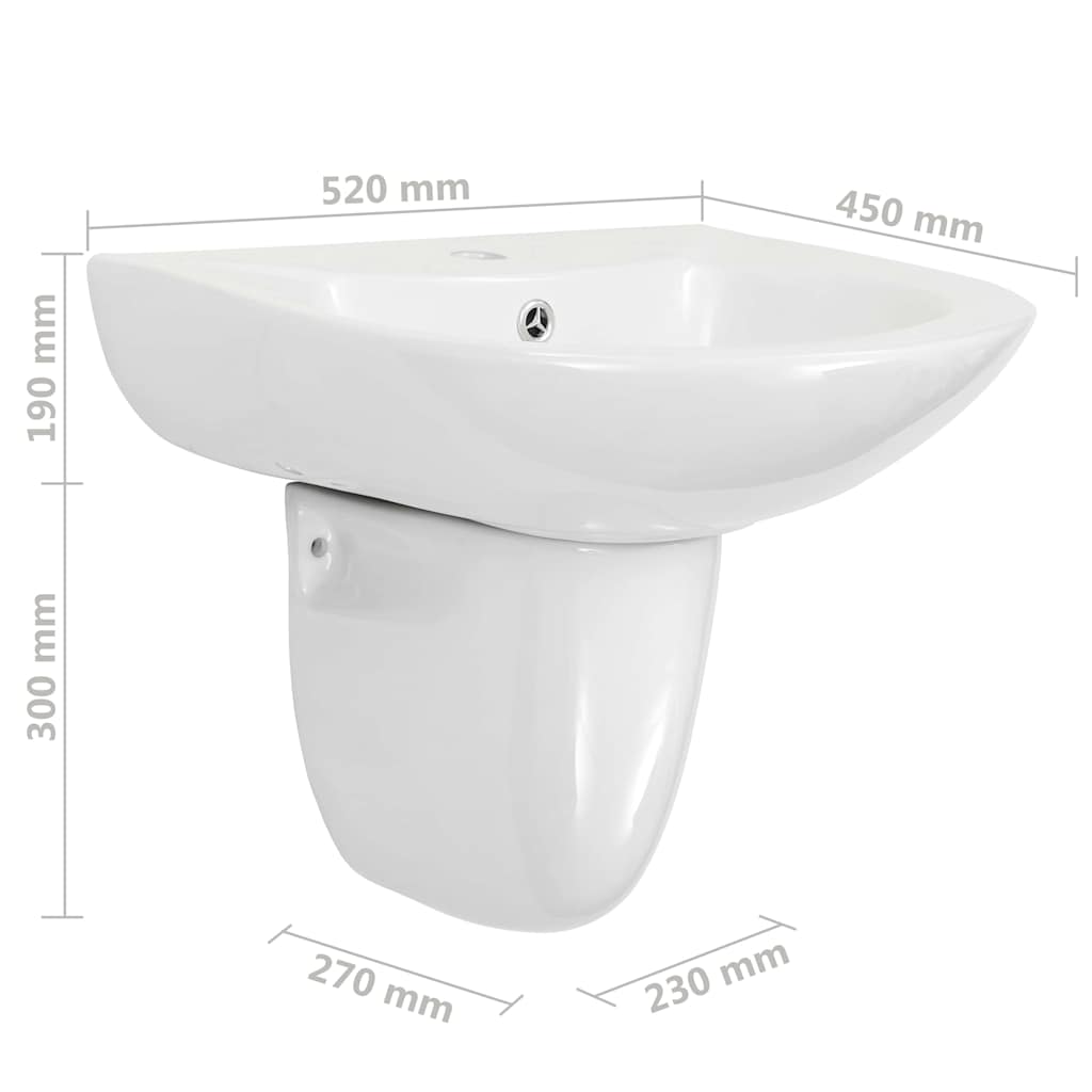 Basseng Hvit 52 x 45 x 49 cm Glassert Keramikk