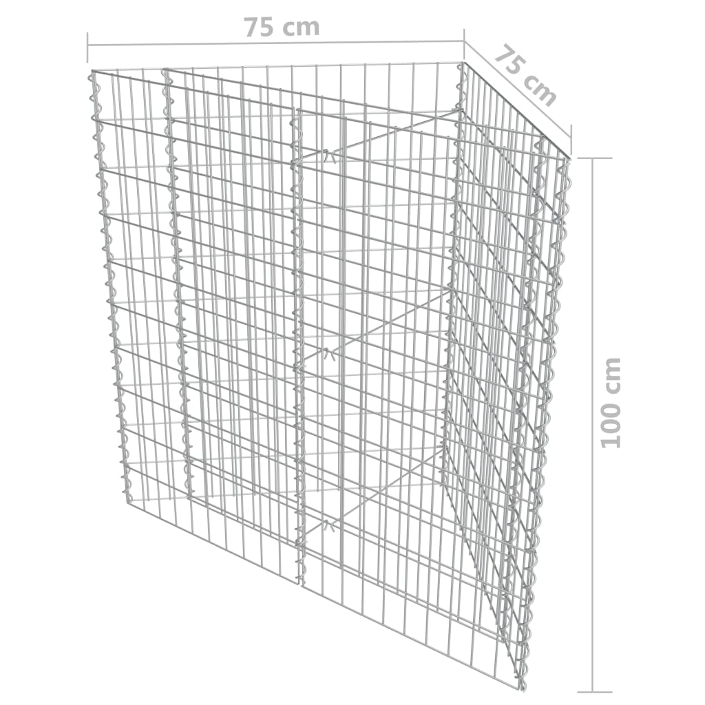Gabion høybed galvanisert stål 75x75x100 cm