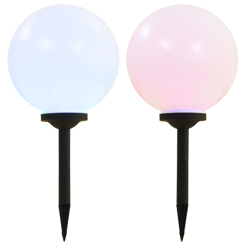 Utendørs sollampe 2 stk LED kuleformet 30 cm RGB vidaXL