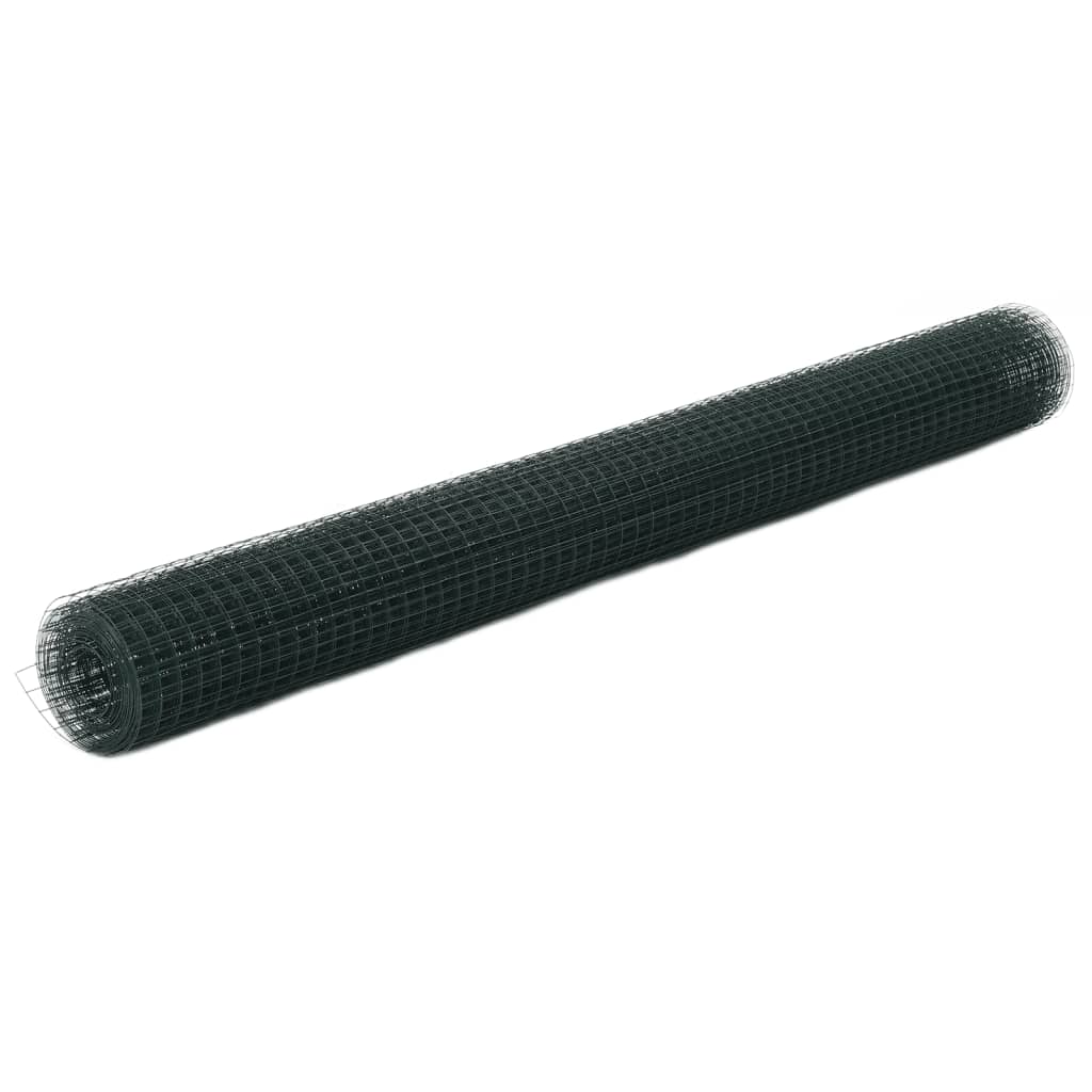 Trådgjerde kylling stål med PVC-belegg 10x1,5 m grønn