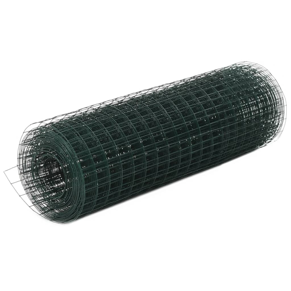 Trådgjerde kylling stål med PVC-belegg 25x0,5 m grønn