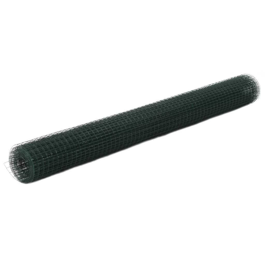 Trådgjerde kylling stål med PVC-belegg 25x1,5 m grønn
