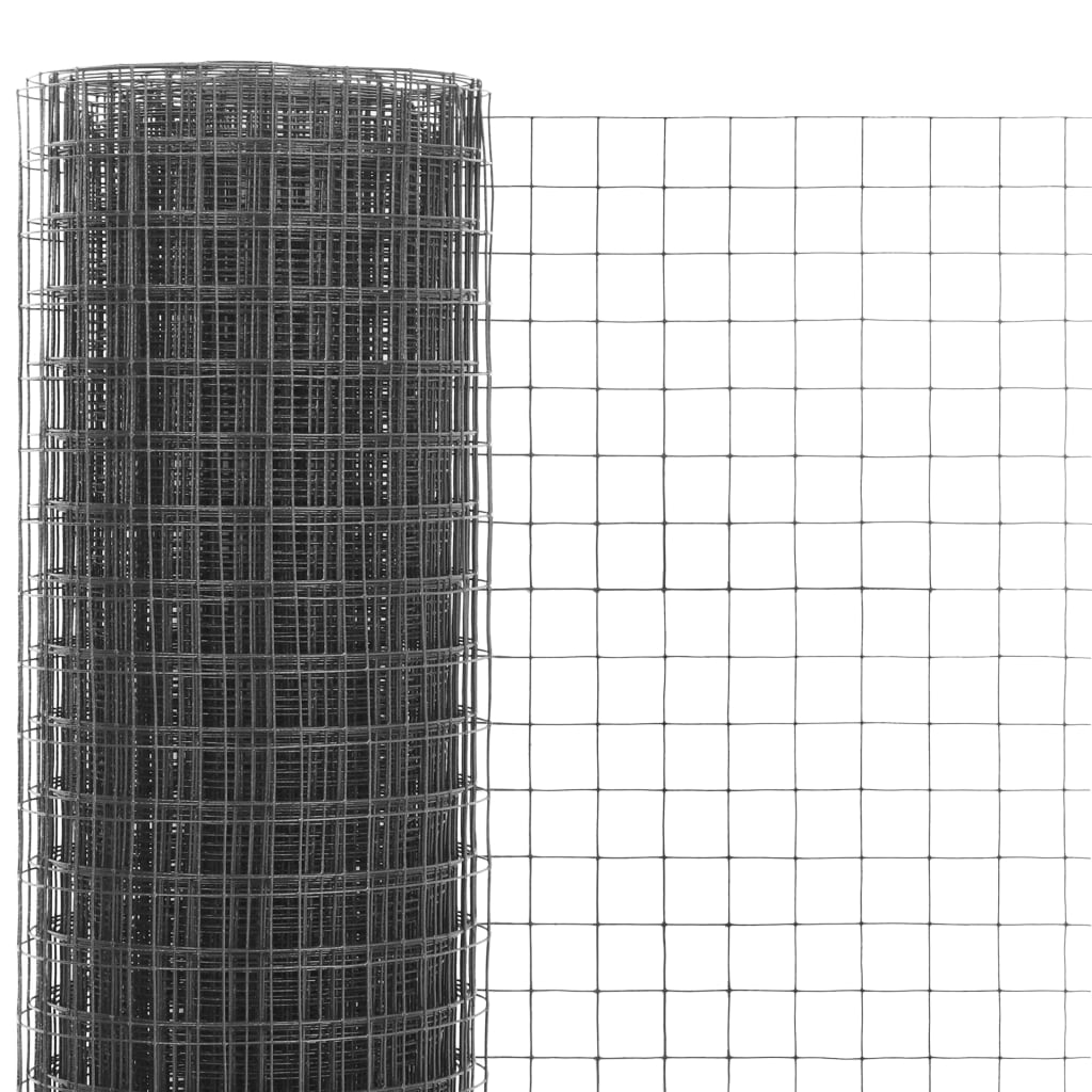 Trådgjerde kylling stål med PVC-belegg 10x1 m grå