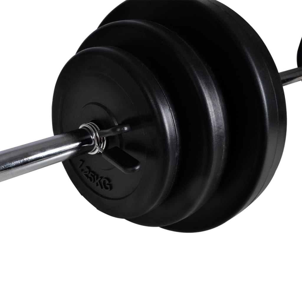 Treningsbenk med vektstang og manualsett 30,5 kg