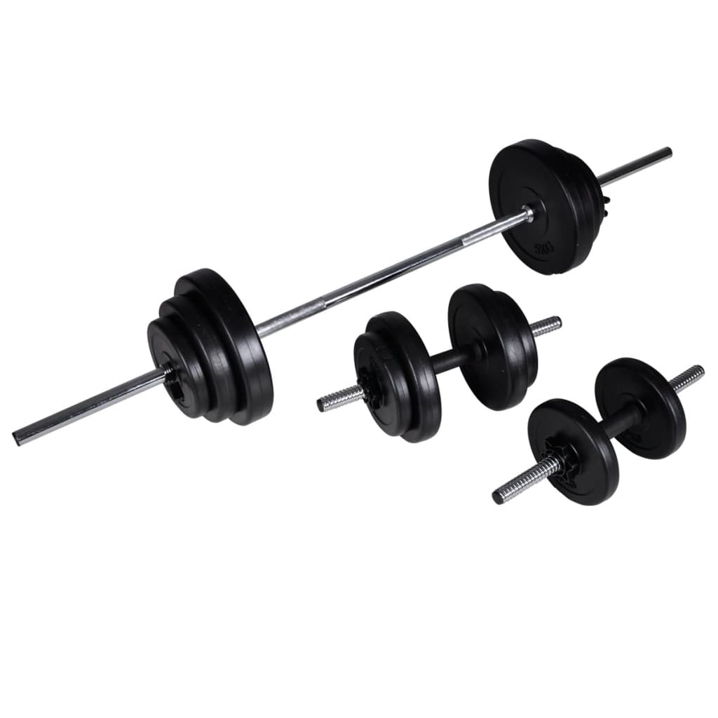Treningsbenk med vektstang og manualsett 30,5 kg