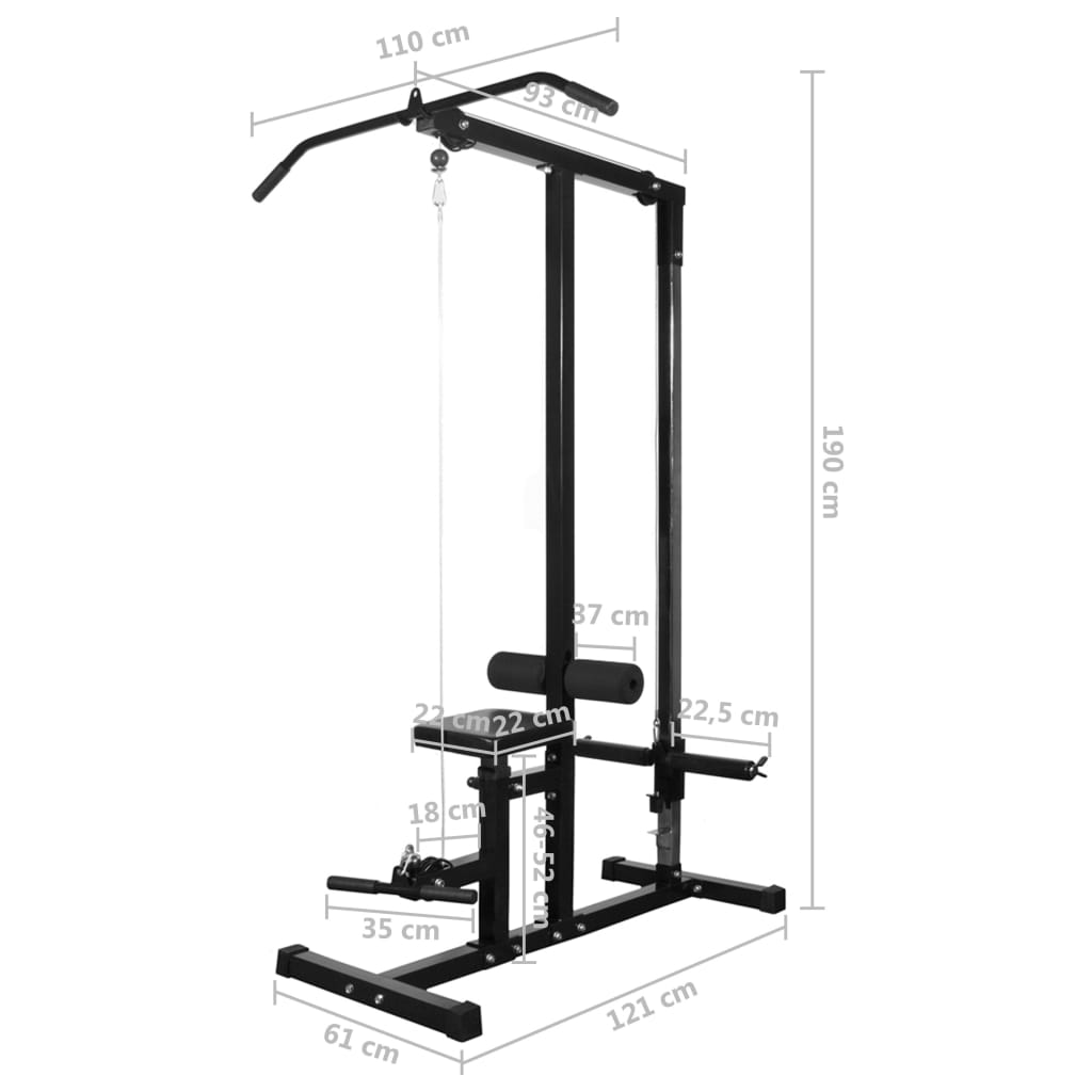 Treningstårn med vektstang- og manualsett 30,5 kg