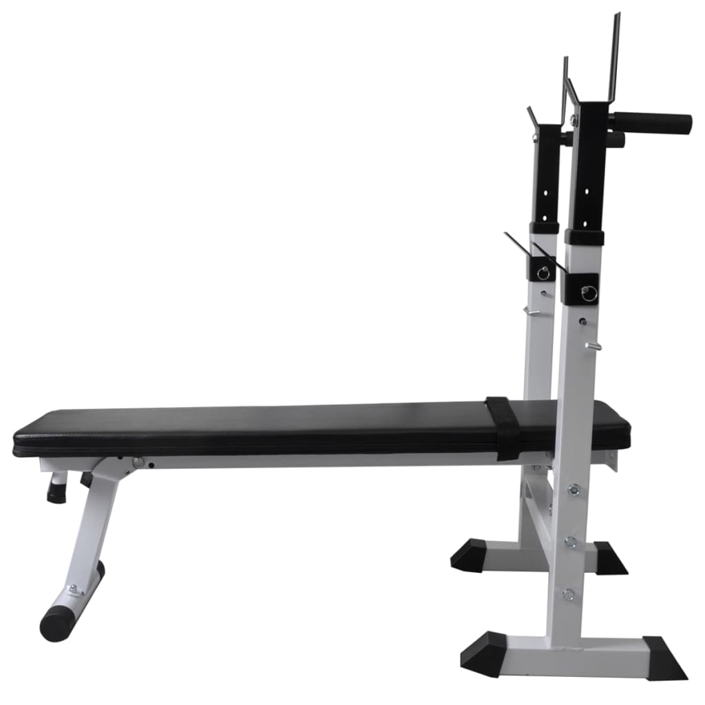 Treningsbenk med vektstativ, vektstang og manualsett 60,5 kg