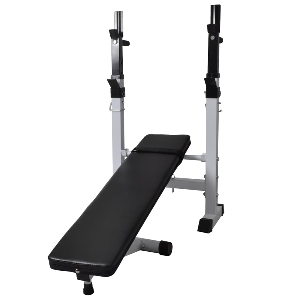Treningsbenk med vektstativ, vektstang og manualsett 60,5 kg