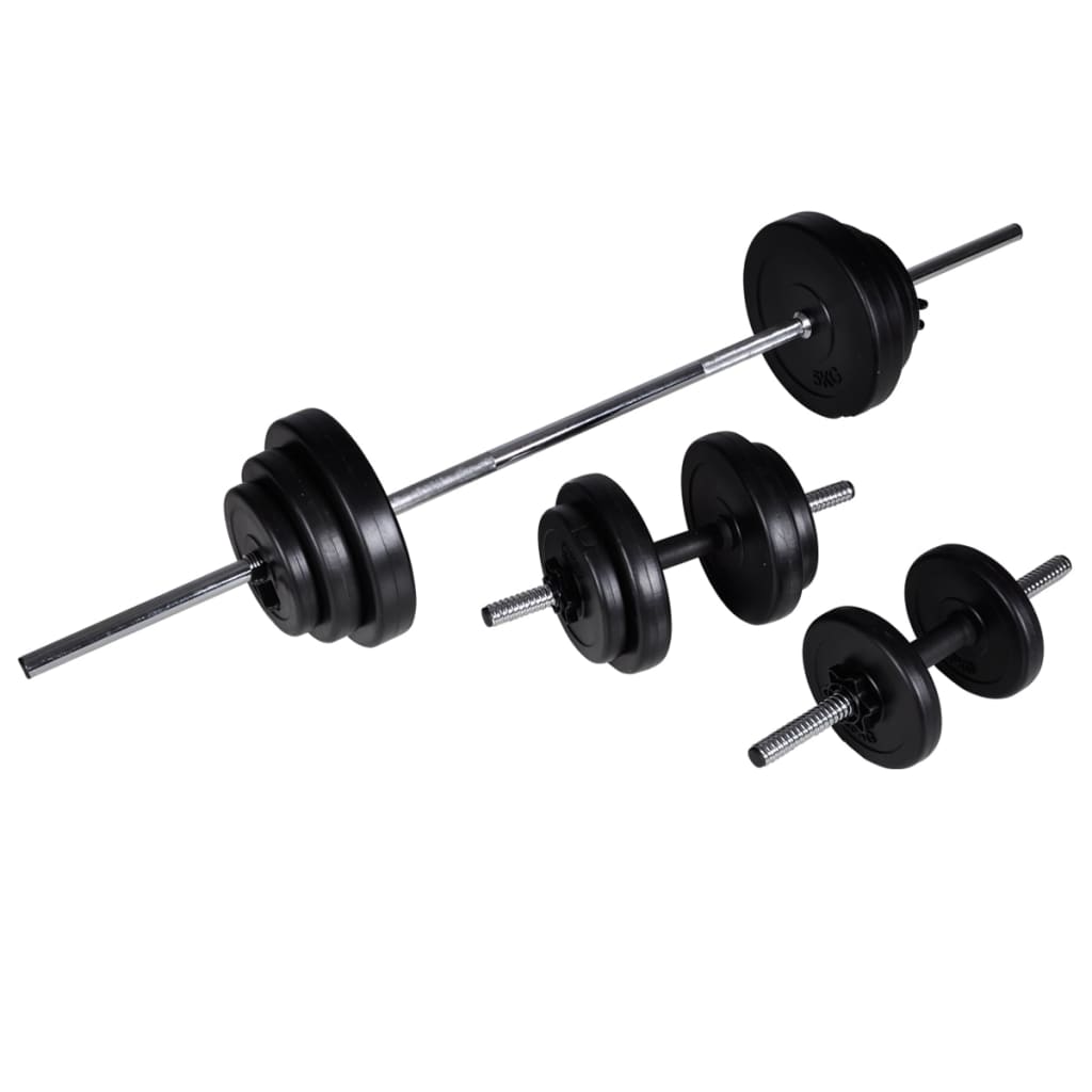 Vektbenk med vektstativ, vektstang og manualsett 30,5kg