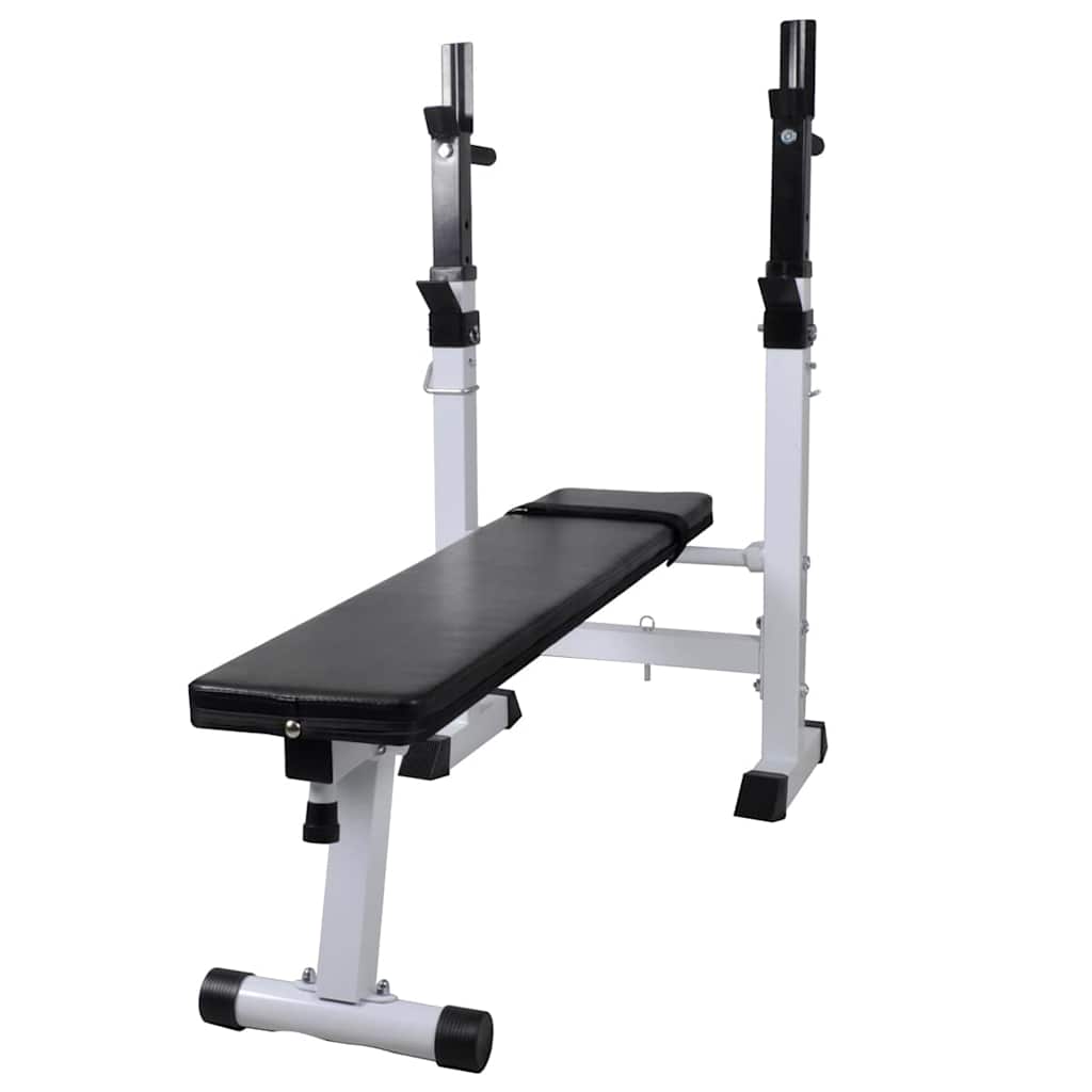 Treningsbenk med vektstativ, vektstang og manualsett 90 kg