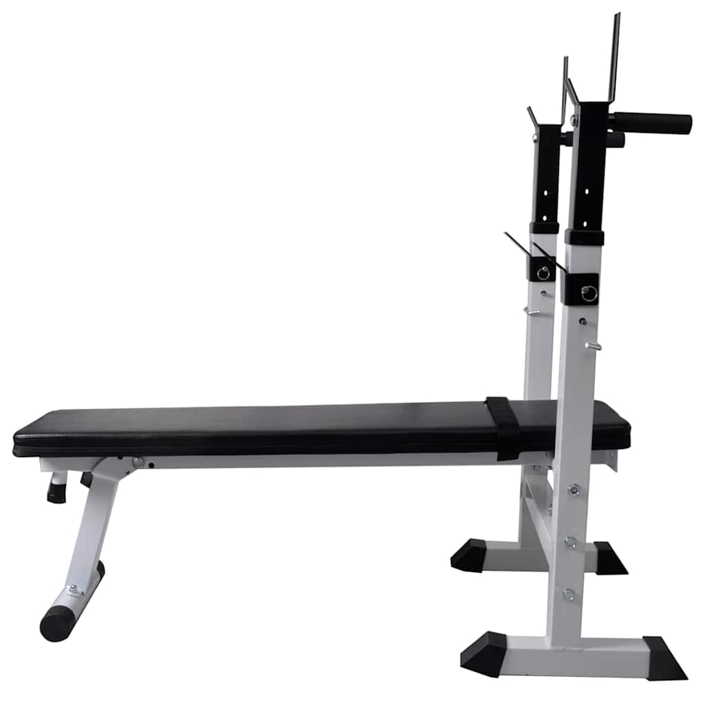 Treningsbenk med vektstativ, vektstang og manualsett 90 kg
