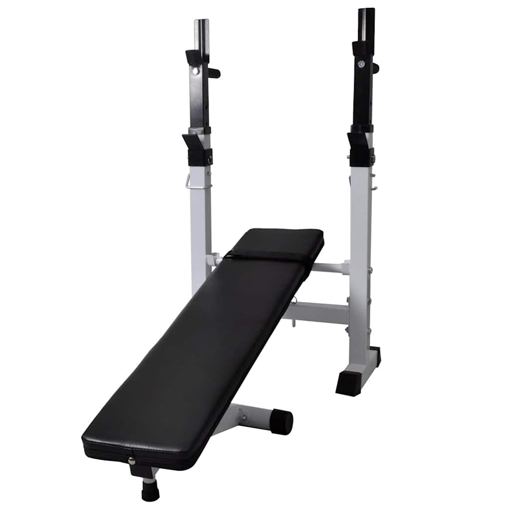 Treningsbenk med vektstativ, vektstang og manualsett 90 kg