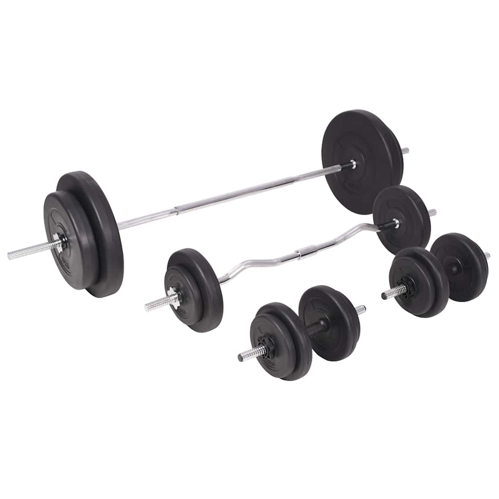 Treningsbenk med vektstativ, vektstang og manualsett 90 kg