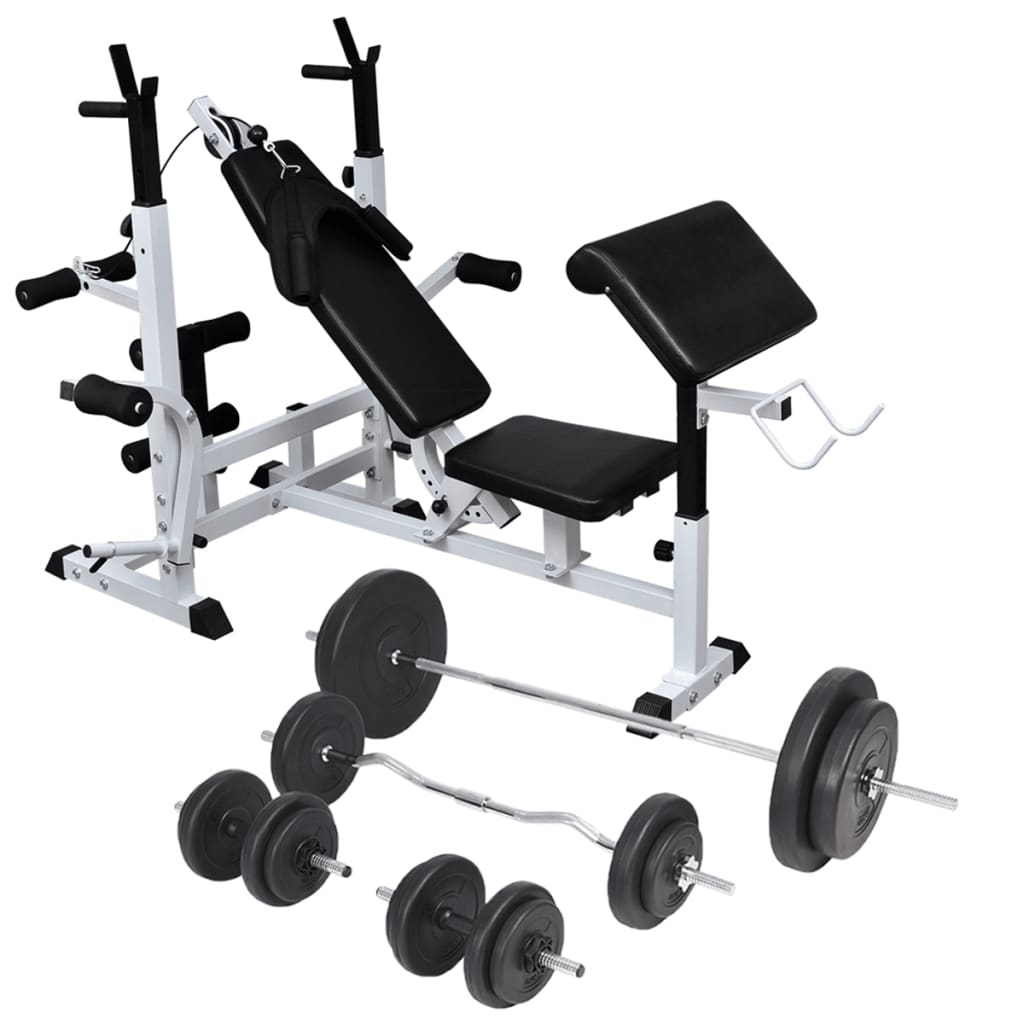 Vektbenk med vektstativ, vektstang og manualsett 90kg