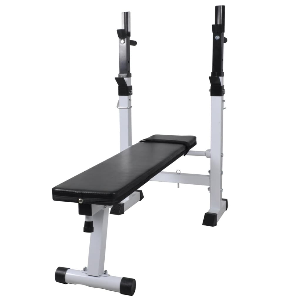 Treningsbenk med vektstativ, vektstang og manualsett 120 kg
