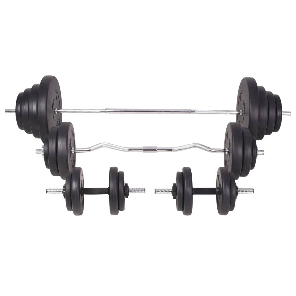 Treningsbenk med vektstativ, vektstang og manualsett 120 kg