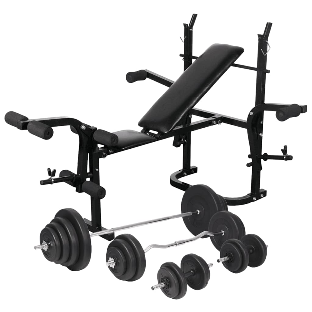 Vektbenk med vektstativ, vektstang og manualsett 120 kg