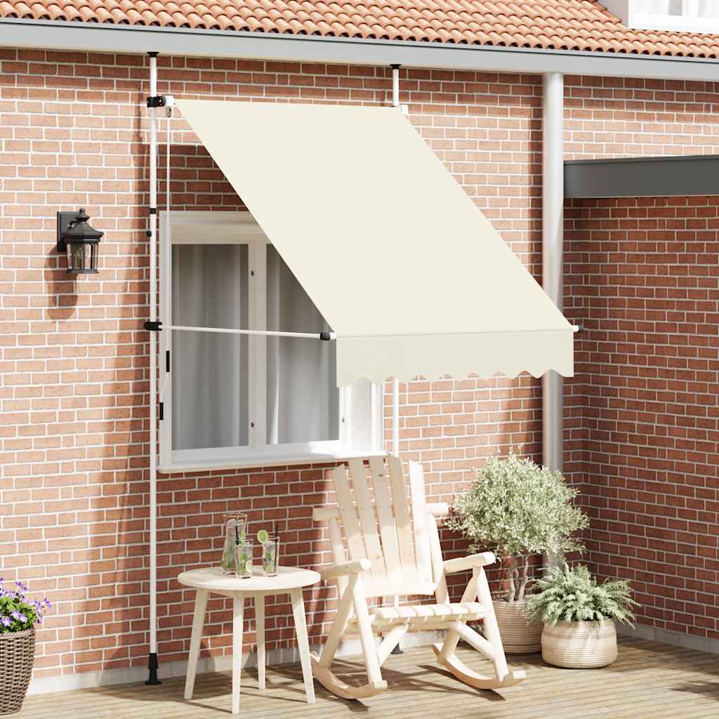Manuell uttrekkbar markise 150 cm kremhvit