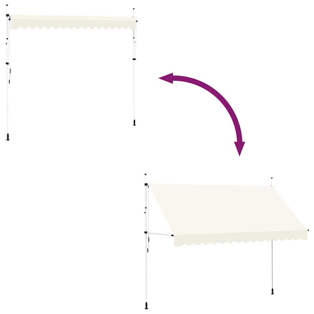Manuell uttrekkbar markise 350 cm kremhvit