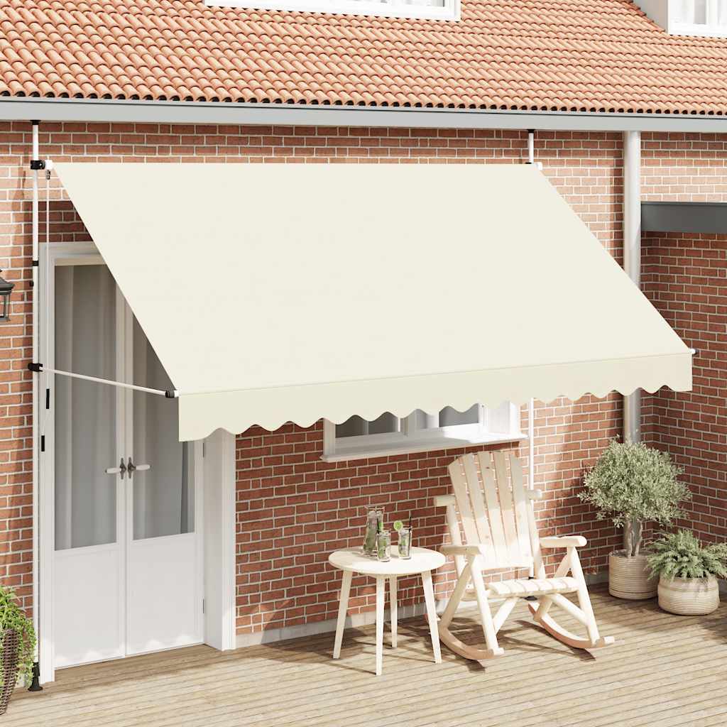Manuell uttrekkbar markise 350 cm kremhvit