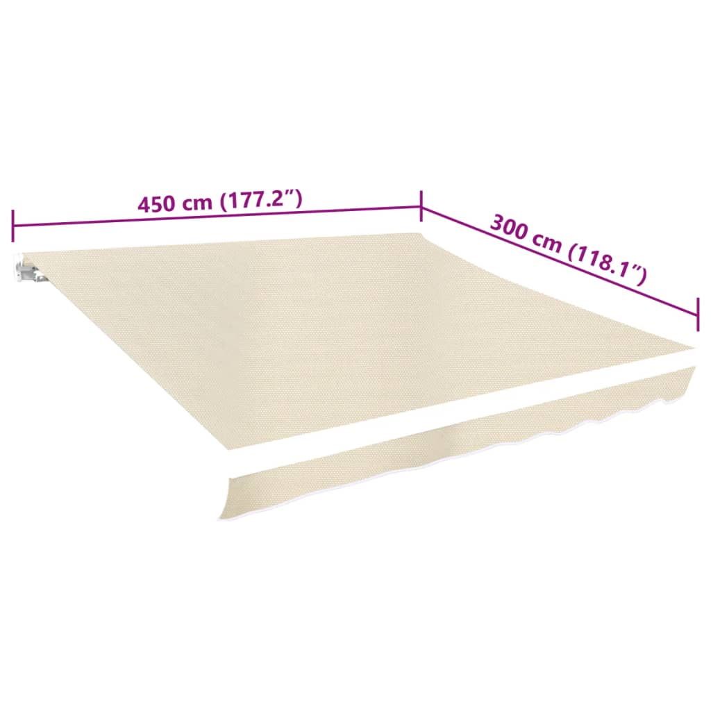 Markiseduk 450x300 cm kremhvit vidaXL