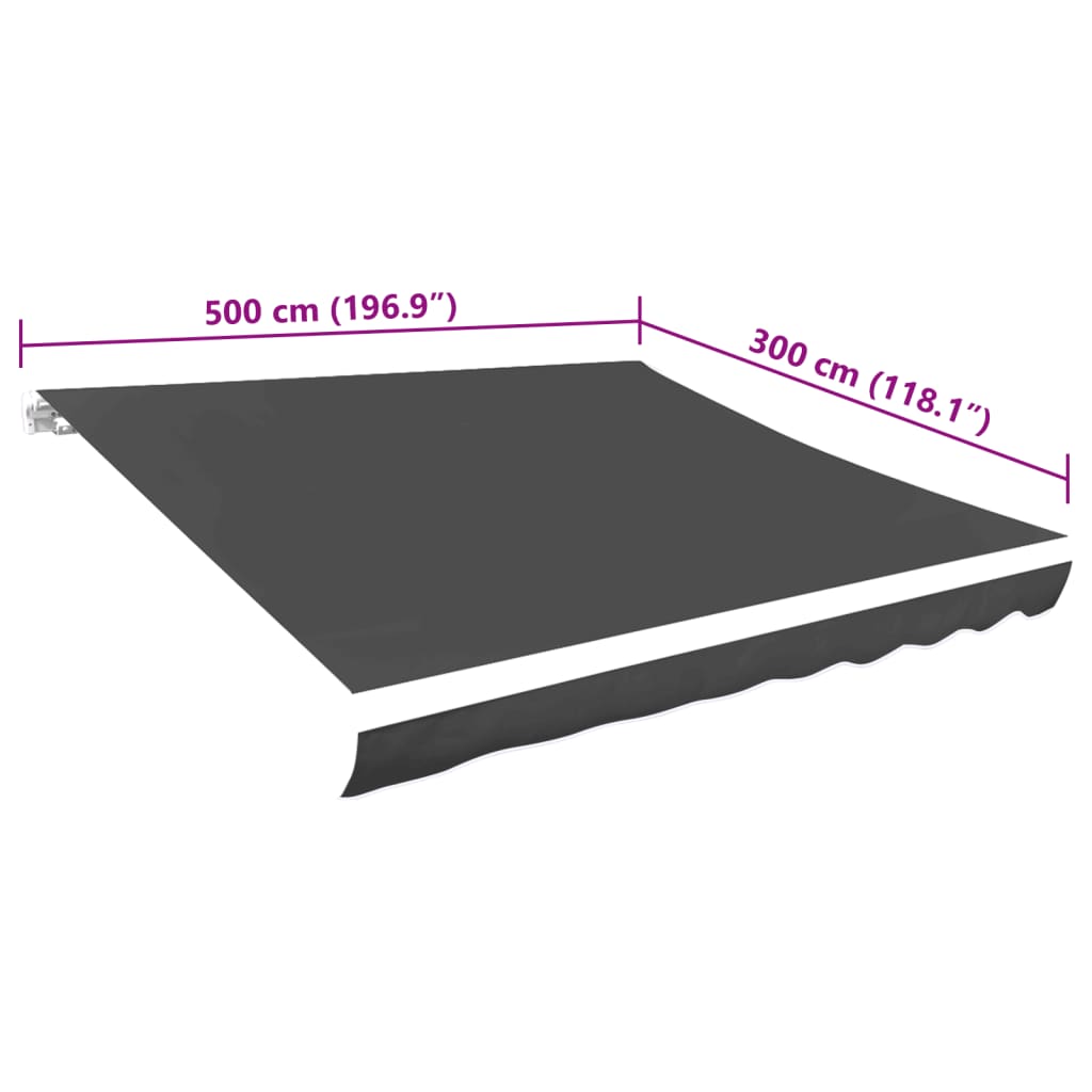 Erstatningsduk for markise grå 5x3 m polyester