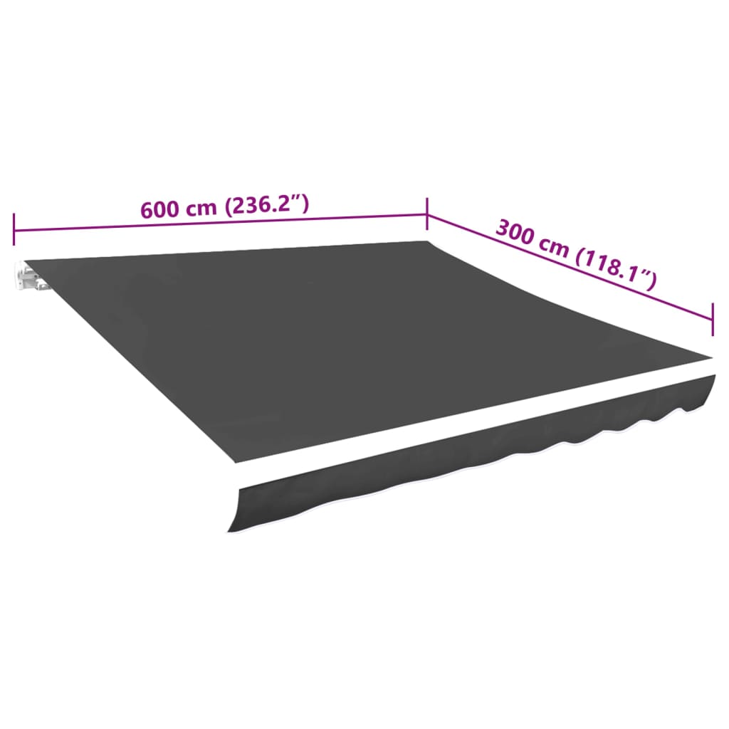 Markiseduk 600x300 cm antrasitt vidaXL